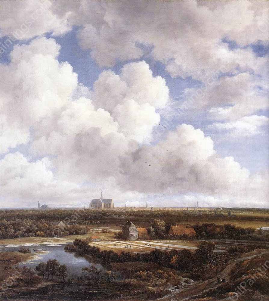 View of Haarlem with Bleaching Grounds by Jacob Van Ruisdael - Hand-Painted Oil Painting Reproduction
