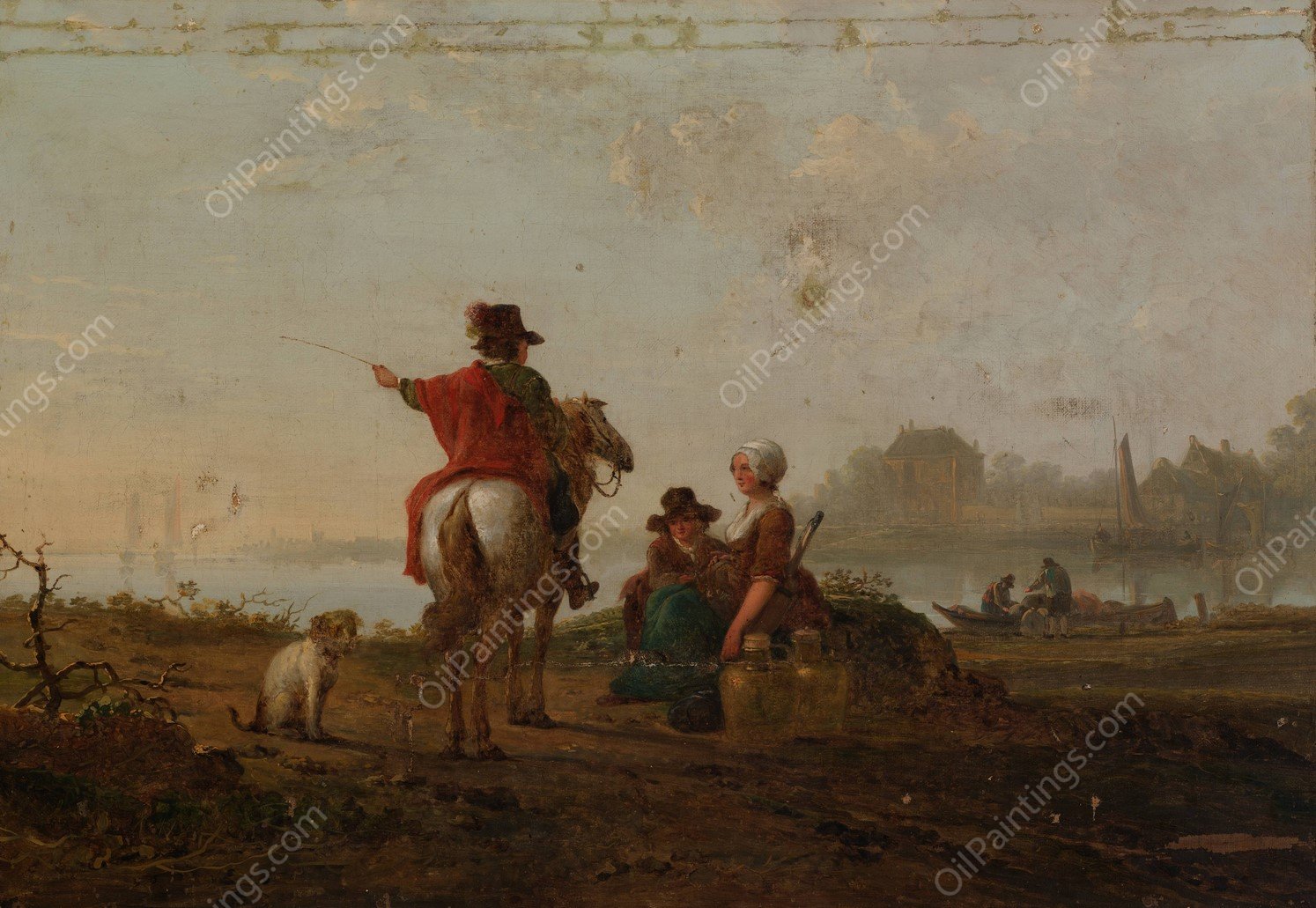 Landscape With Figures by Jacob Van Strij - Hand-Painted Oil Painting Reproduction