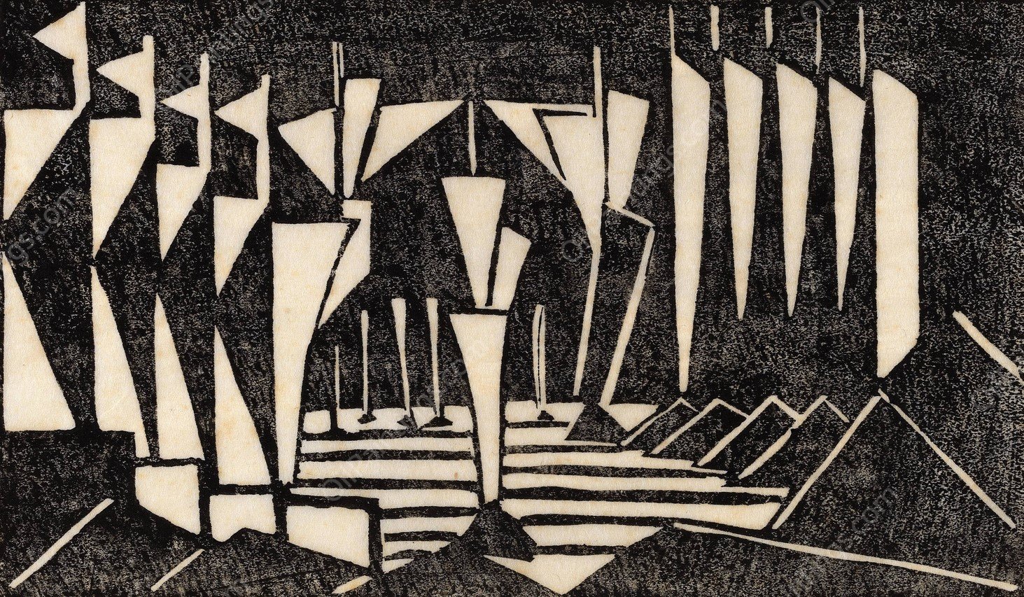 Stylized Sailboats  by Jacoba Van Heemskerck - Hand-Painted Oil Painting Reproduction