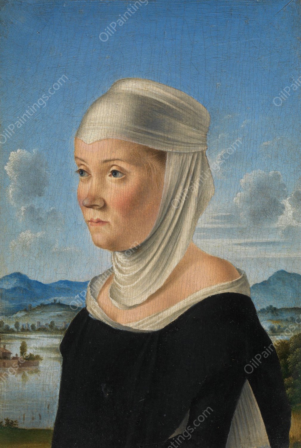 Portrait of a Woman, Possibly a Nun of San Secondo  by Jacometto Veneziano - Hand-Painted Oil Painting Reproduction