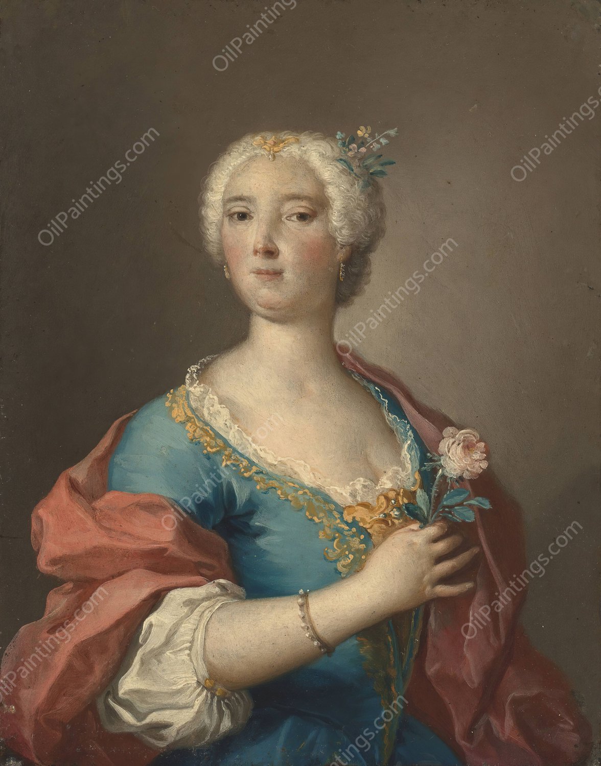 Portrait of a lady by Jacopo Amigoni - Hand-Painted Oil Painting Reproduction