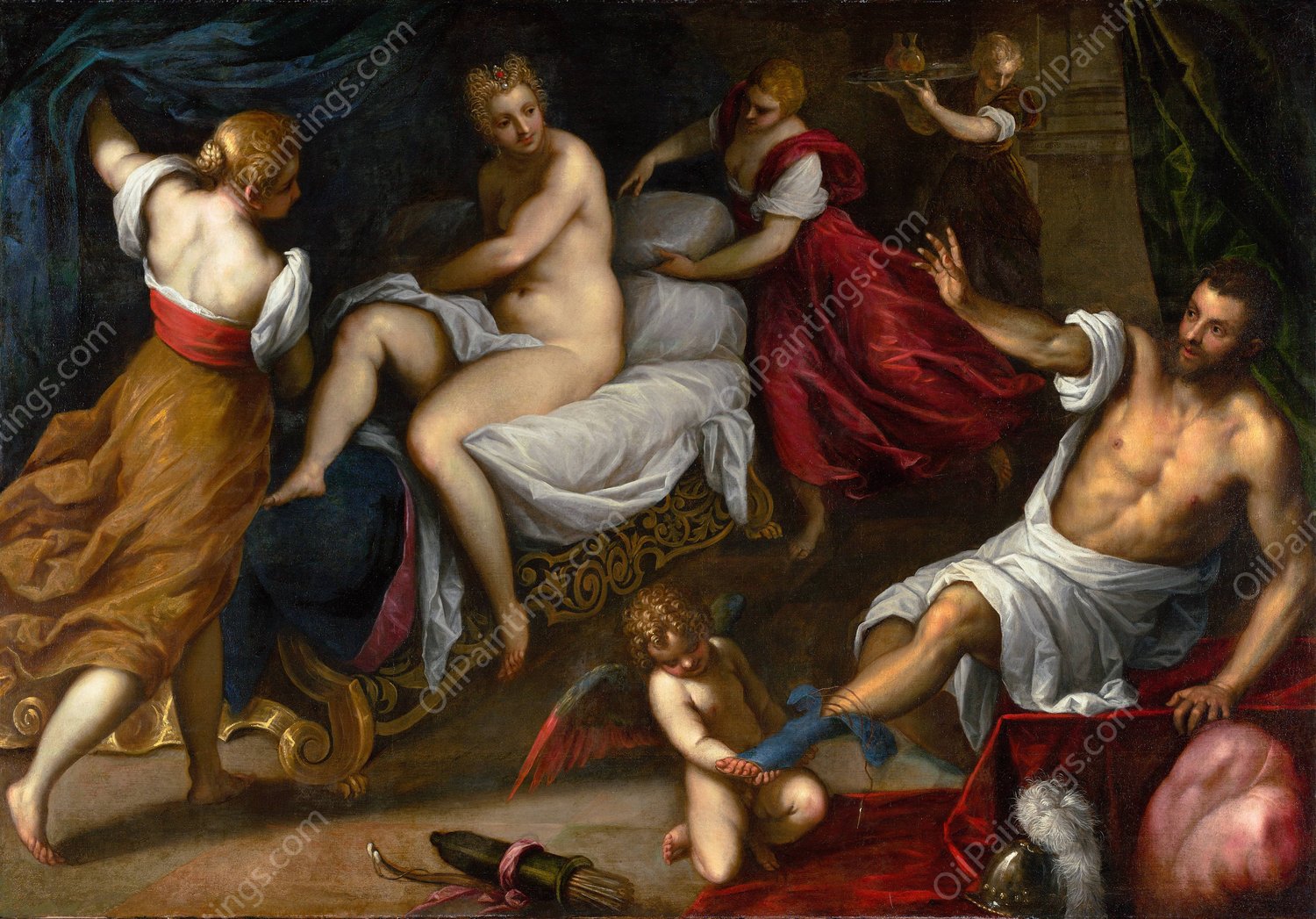 Venus and Mars  by Jacopo Palma Il Giovane - Hand-Painted Oil Painting Reproduction