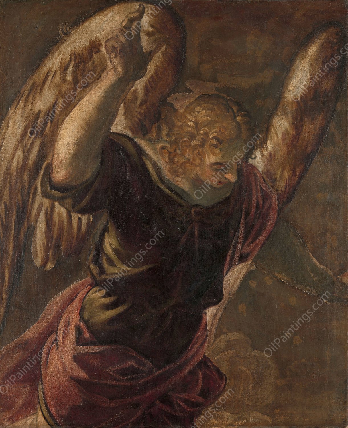 Angel from the Annunciation to the Virgin  by Jacopo Tintoretto - Hand-Painted Oil Painting Reproduction