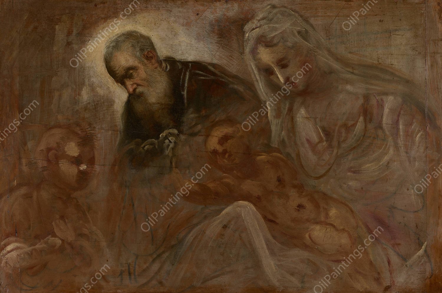 The Holy Family with the Young Saint John the Baptist  by Jacopo Tintoretto - Hand-Painted Oil Painting Reproduction