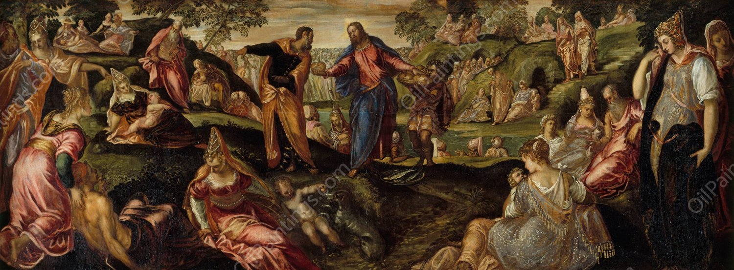 The Miracle of the Loaves and Fishes  by Jacopo Tintoretto - Hand-Painted Oil Painting Reproduction