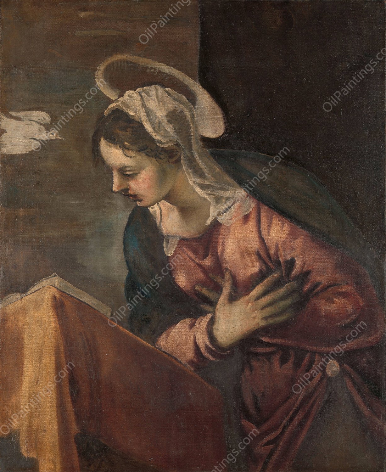 Virgin from the Annunciation to the Virgin  by Jacopo Tintoretto - Hand-Painted Oil Painting Reproduction