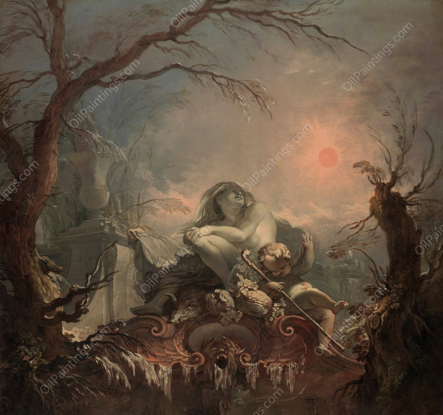 Allegory of Winter by Jacques De La Joue The Younger - Hand-Painted Oil Painting Reproduction