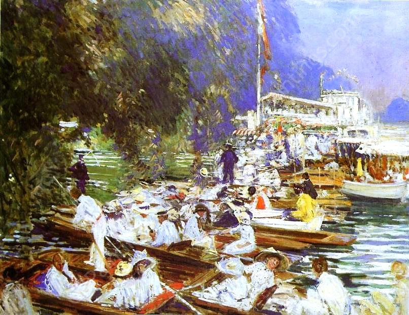 Regatta at Henley by Jacques Emile Blance - Hand-Painted Oil Painting Reproduction