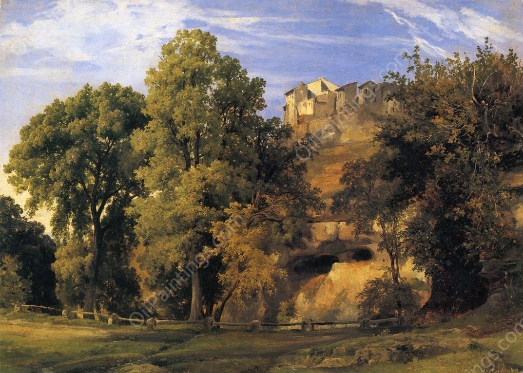 View of Marino, Morning by Jacques-Raymond Brascassat - Hand-Painted Oil Painting Reproduction