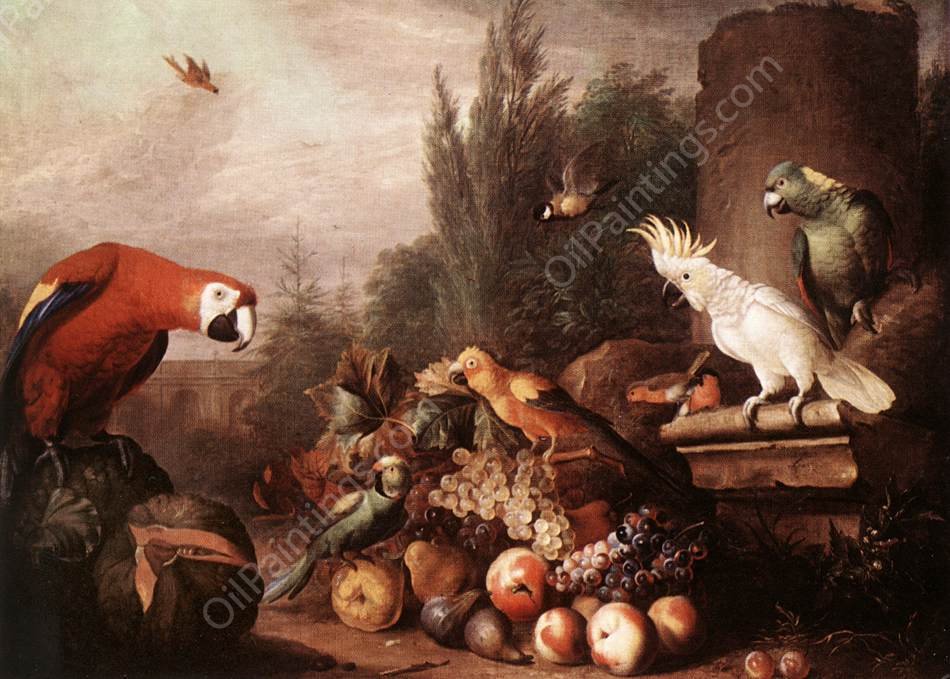 Still-Life with Birds by Jakob Bogdany - Hand-Painted Oil Painting Reproduction