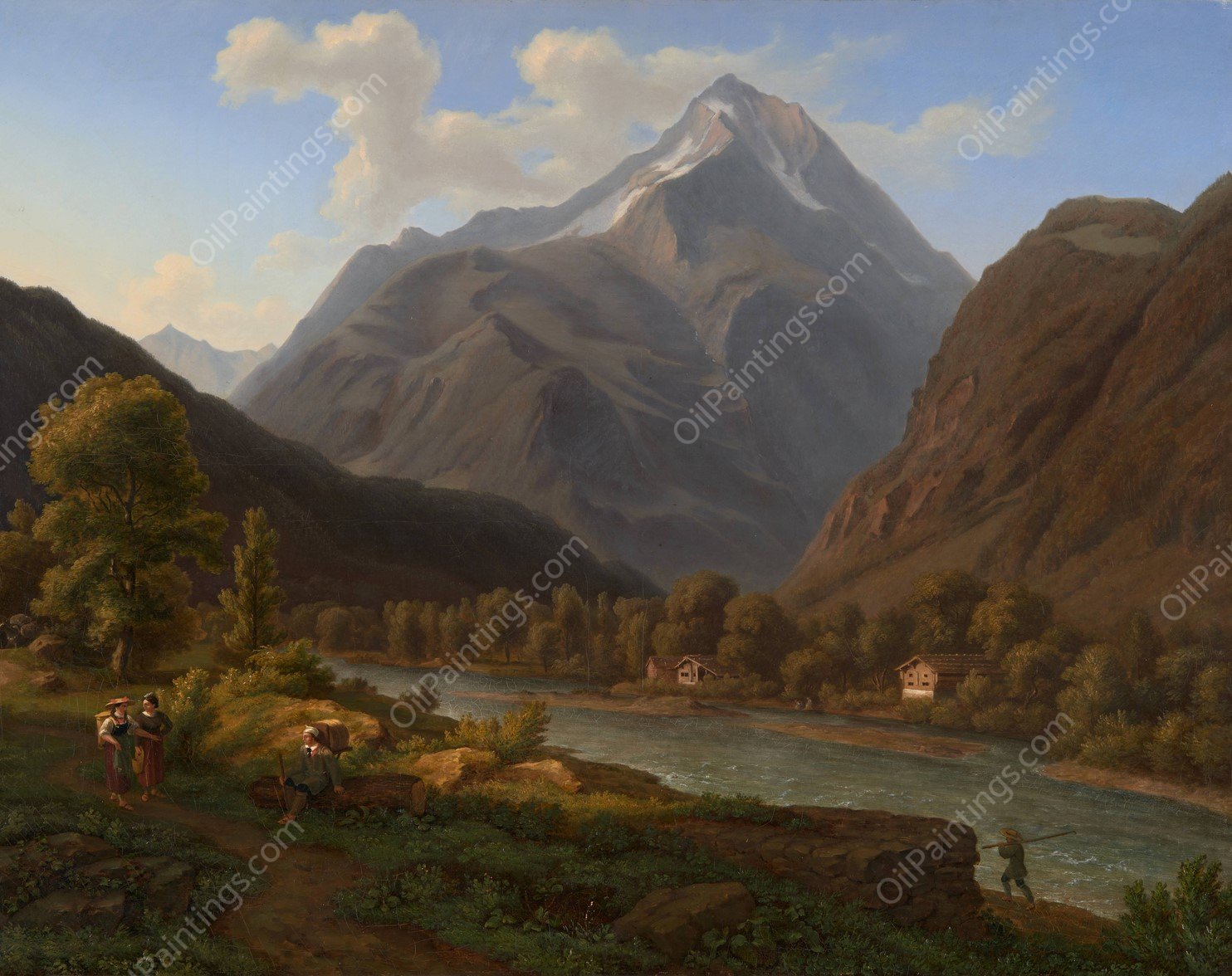 View of the Bristenstock close to Altdorf  by Jakob Christoph Miville - Hand-Painted Oil Painting Reproduction