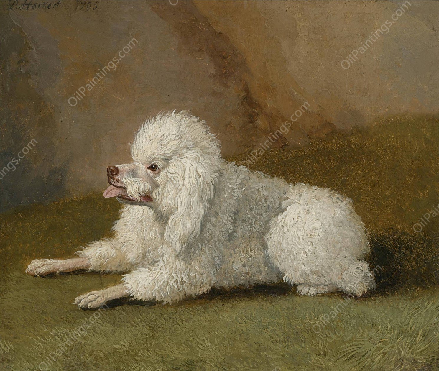 Portrat Eines Pudels  by Jakob Philipp Hackert - Hand-Painted Oil Painting Reproduction