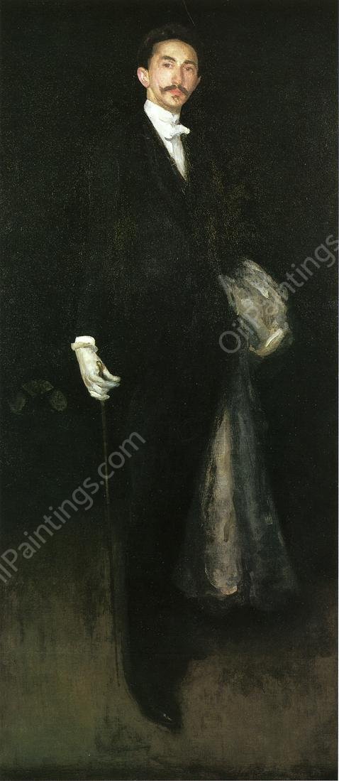 Arrangement in Black and Gold: Comte Robert de Montesquiou-Fezensac by James Abbott McNeill Whistler - Hand-Painted Oil Painting Reproduction