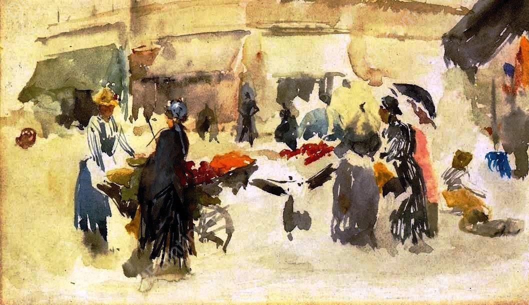 Flower Market by James Abbott McNeill Whistler - Hand-Painted Oil Painting Reproduction