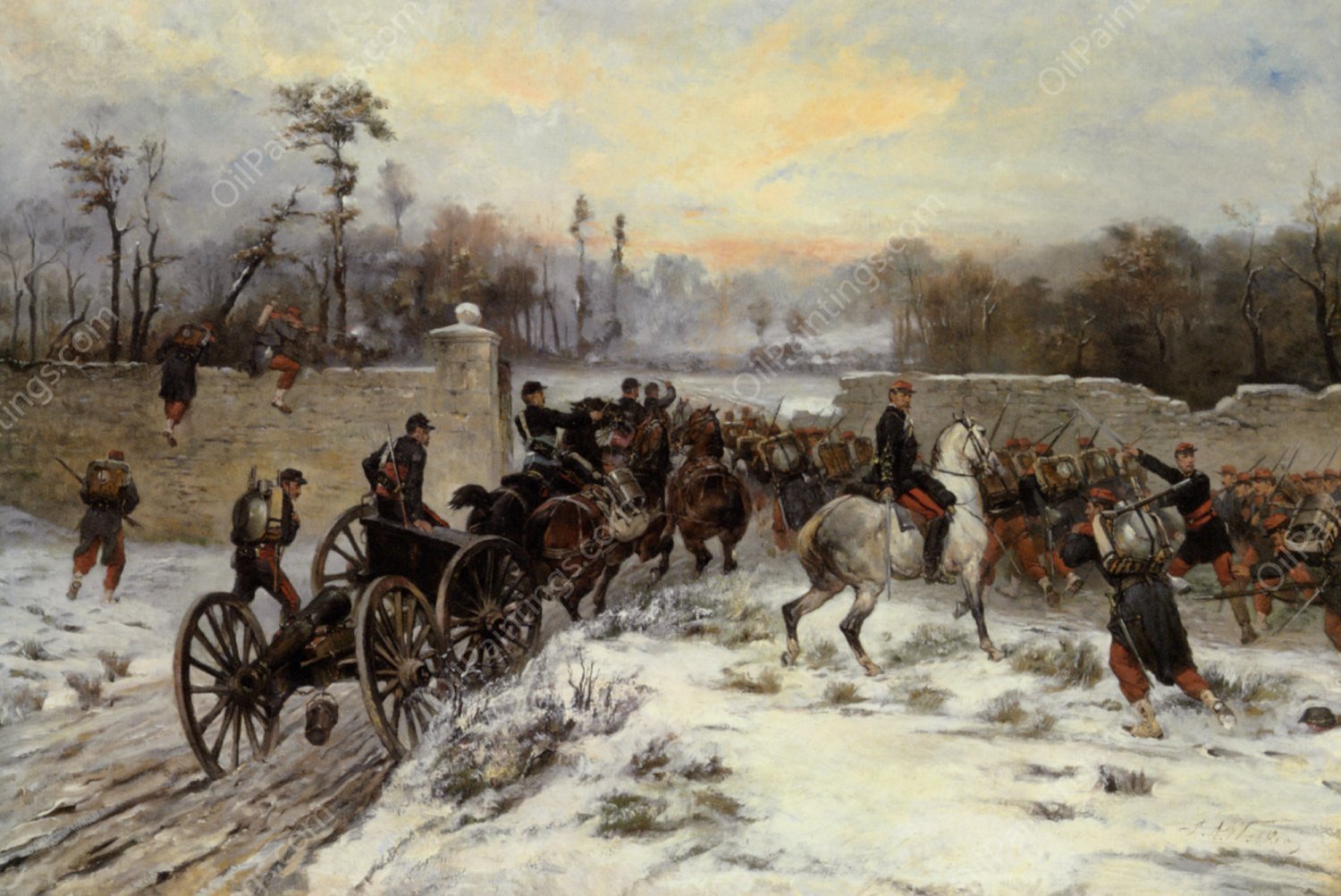 Engagement Near St Cloud by James Alexander Walker - Hand-Painted Oil Painting Reproduction