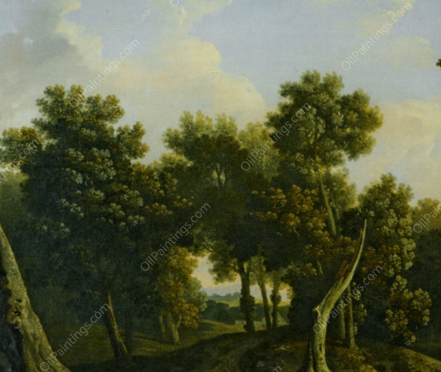 Wooded Landscape with Figures by a Path by James Arthur O'Connor - Hand-Painted Oil Painting Reproduction