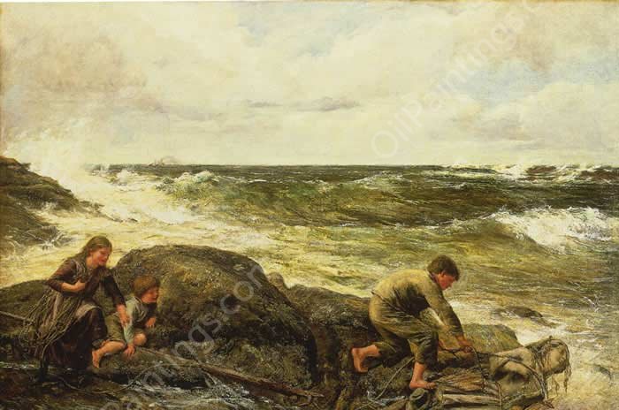 Catching a Mermaid by James Clarke Hook - Hand-Painted Oil Painting Reproduction