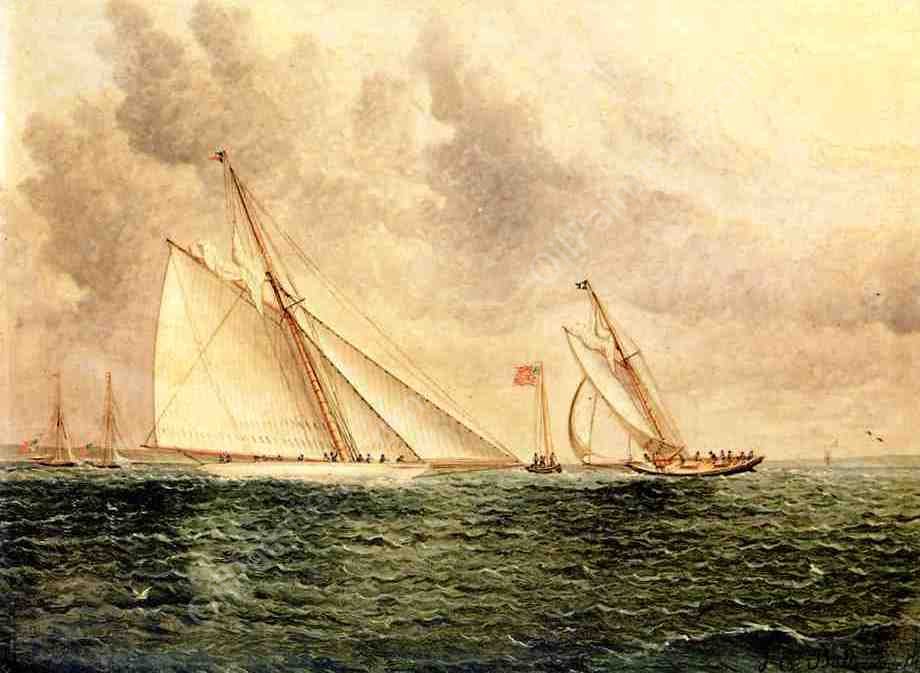 Racing Scene Off Bay Ridge by James E Buttersworth - Hand-Painted Oil Painting Reproduction