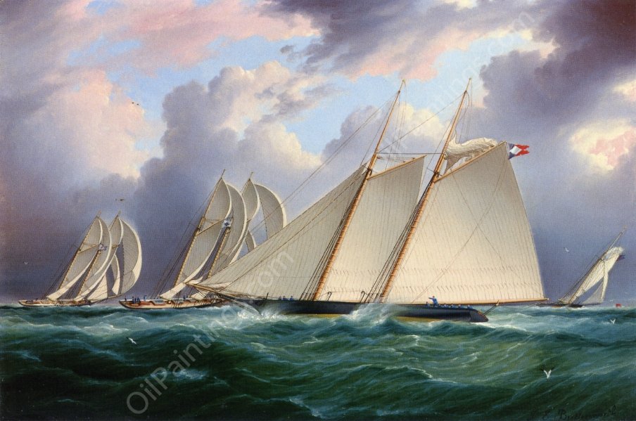Yacht 'Orion' by James E Buttersworth - Hand-Painted Oil Painting Reproduction