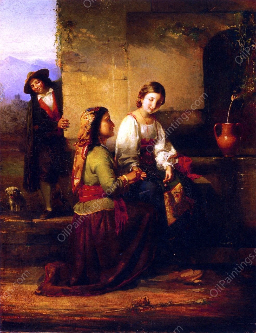 The Blond Girl and the Gypsy by James Edward Freeman - Hand-Painted Oil Painting Reproduction