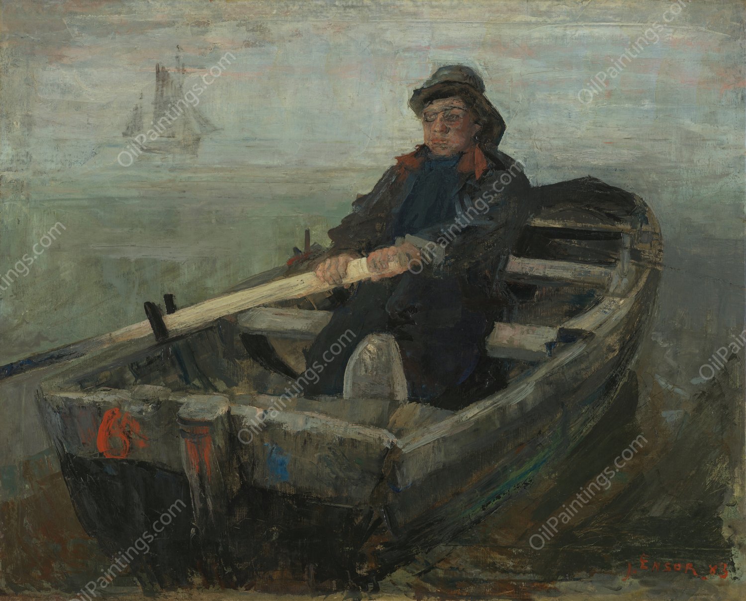The Rower  by James Ensor - Hand-Painted Oil Painting Reproduction