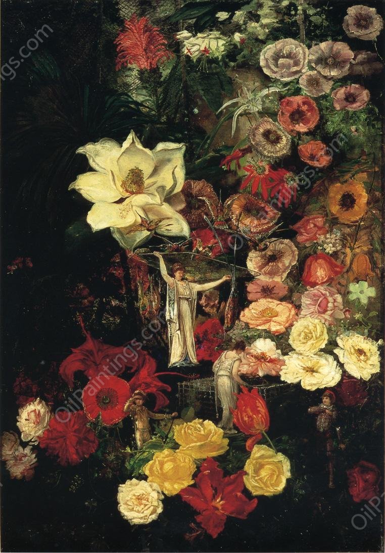 Hummingbird Hunters by James Farrington Gookins - Hand-Painted Oil Painting Reproduction