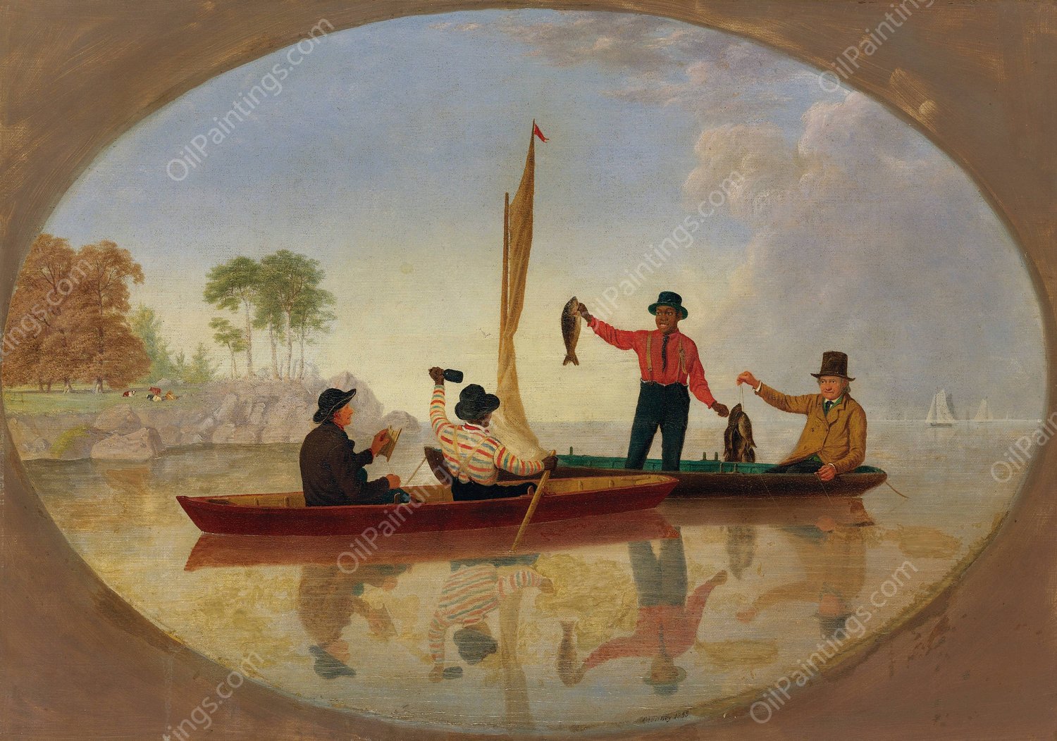 What A Catch!  by James Goodwyn Clonney - Hand-Painted Oil Painting Reproduction