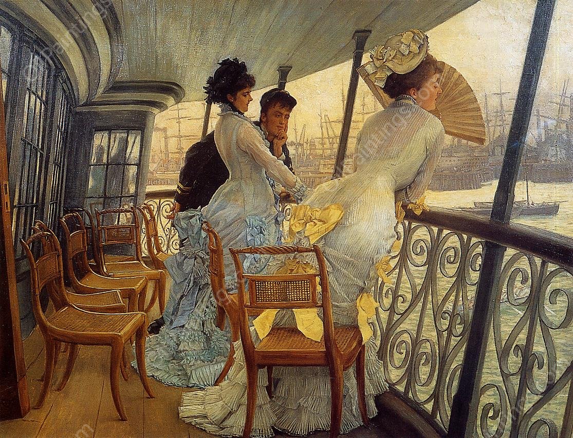 The Gallery of the H.M.S. Calcutta by James Tissot - Hand-Painted Oil Painting Reproduction