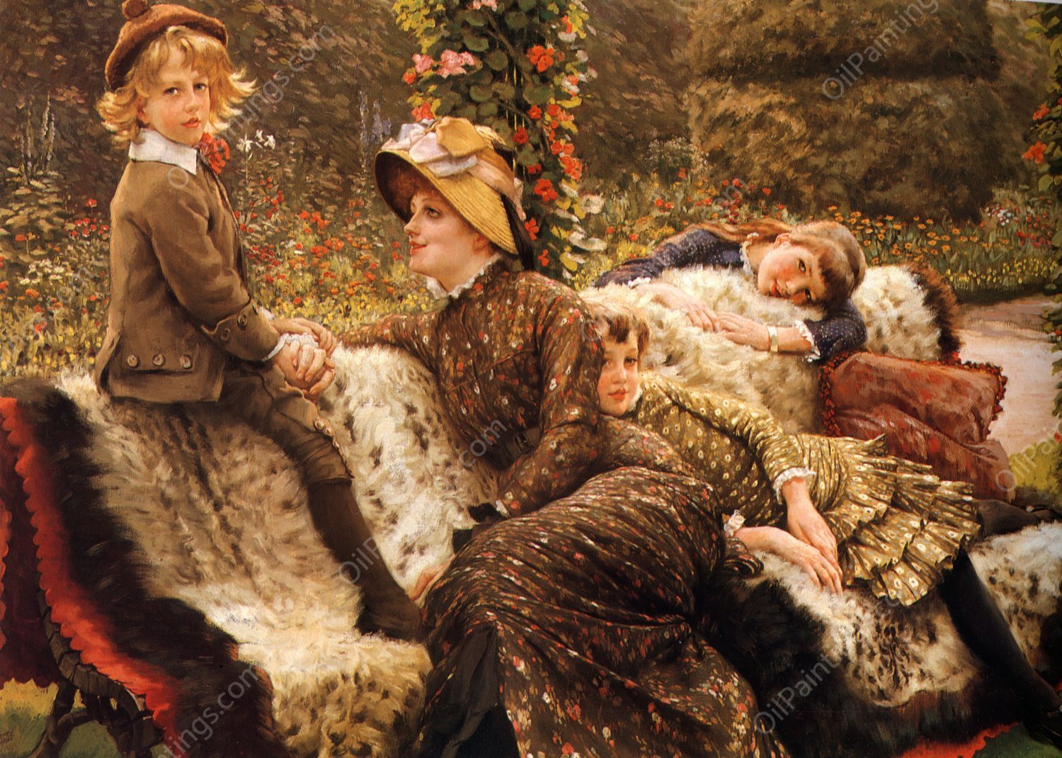 The Garden Bench by James Tissot - Hand-Painted Oil Painting Reproduction
