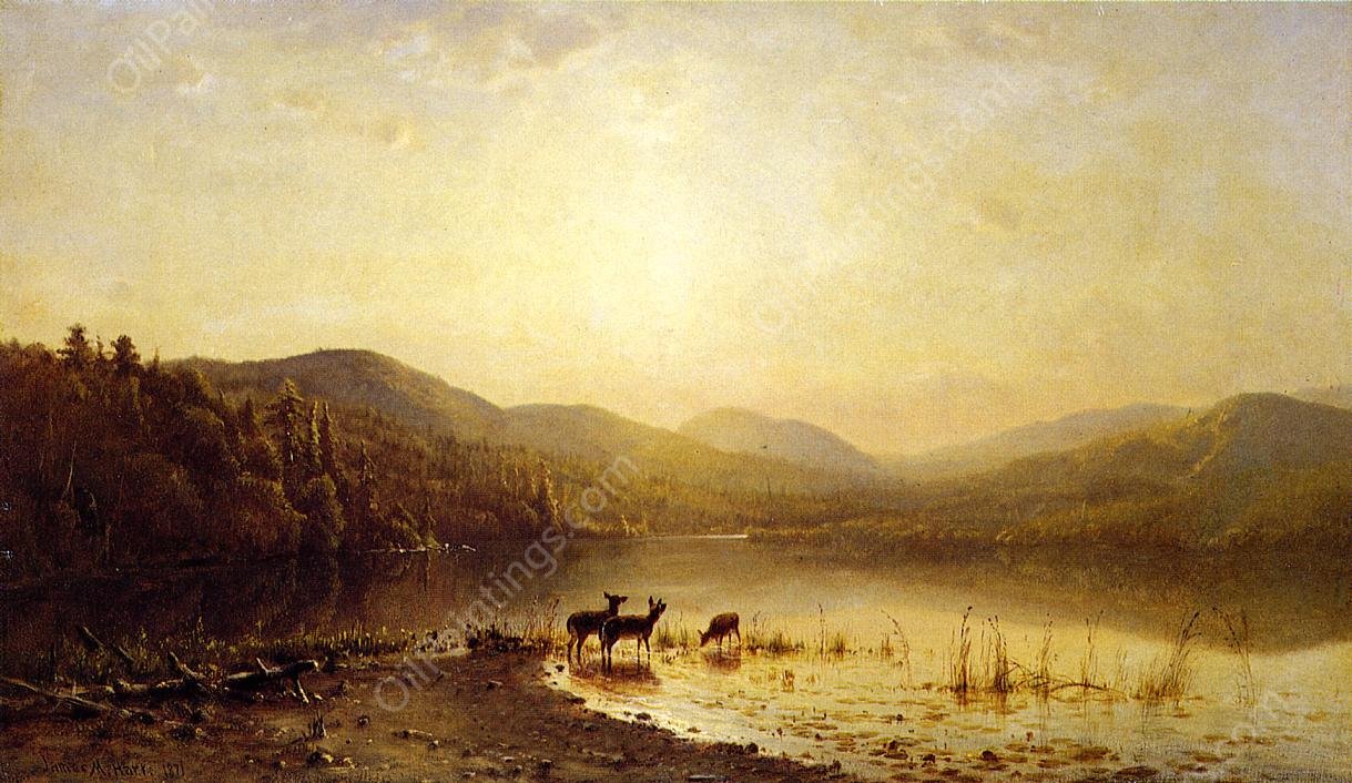 At the Water's Edge by James Mcdougal Hart - Hand-Painted Oil Painting Reproduction