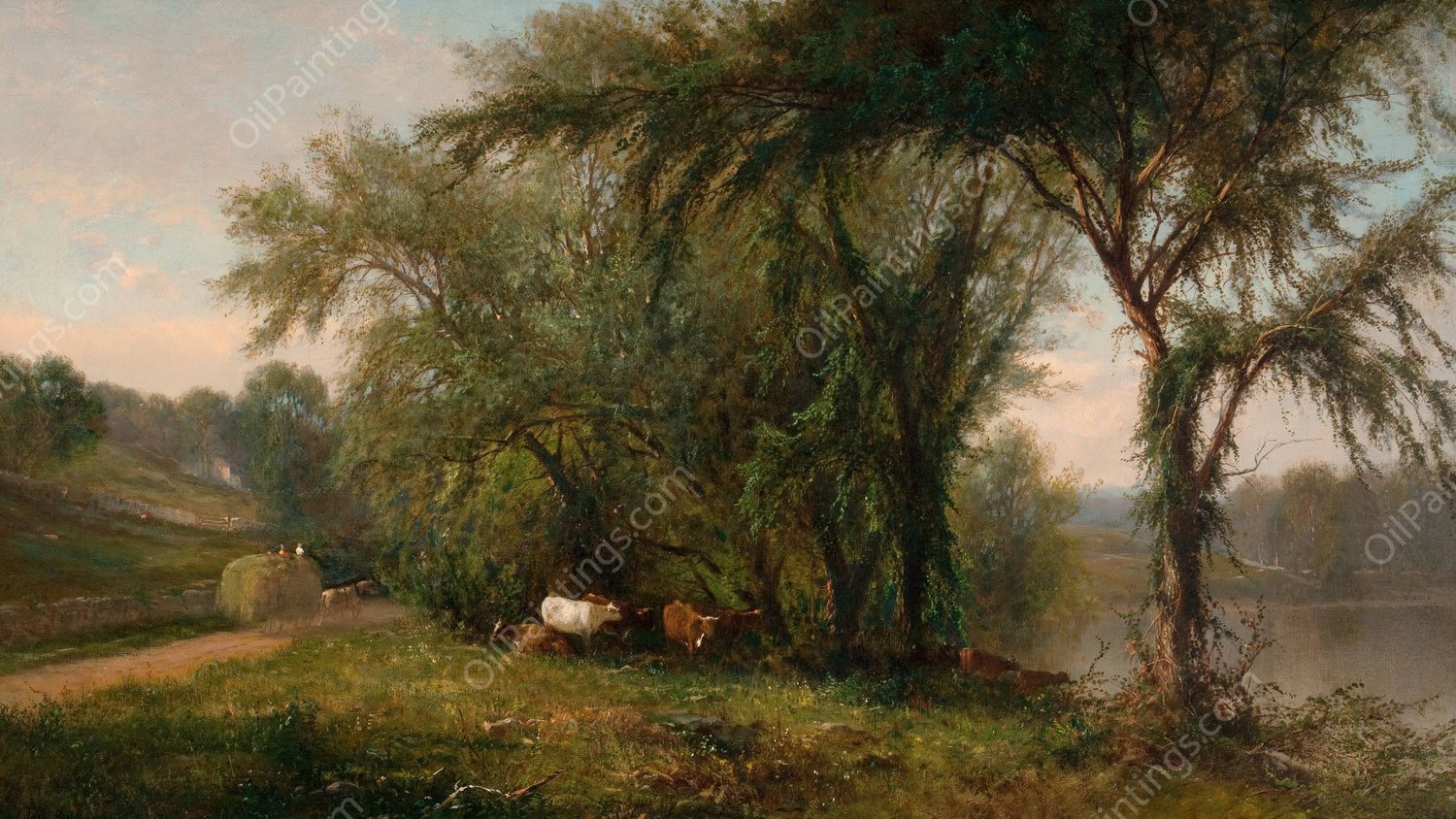 Gleneida Lake, Putnam County, New York  by James Mcdougal Hart - Hand-Painted Oil Painting Reproduction