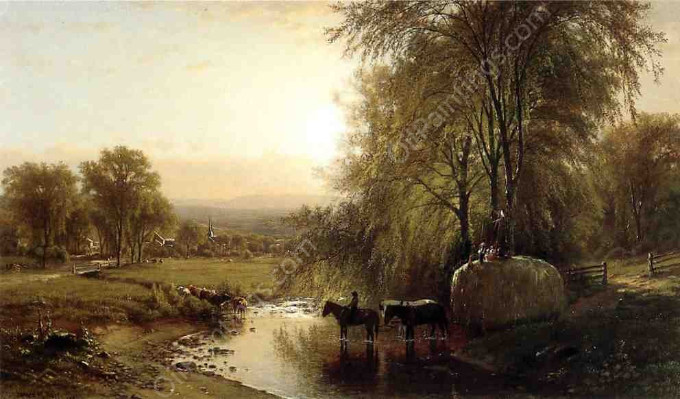 Returning from Harvest by James Mcdougal Hart - Hand-Painted Oil Painting Reproduction