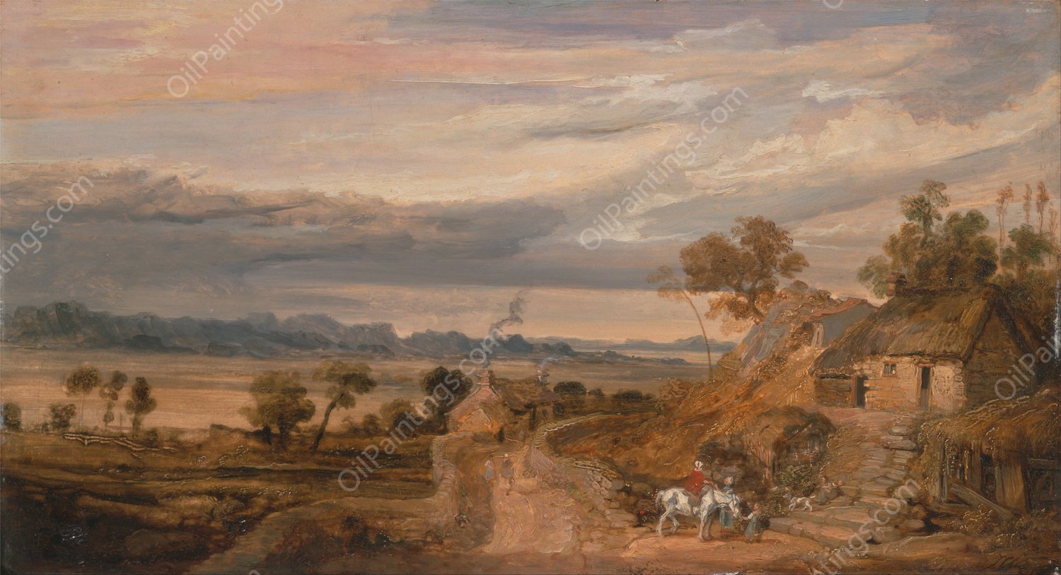 Landscape with Cottages  by James Ward - Hand-Painted Oil Painting Reproduction