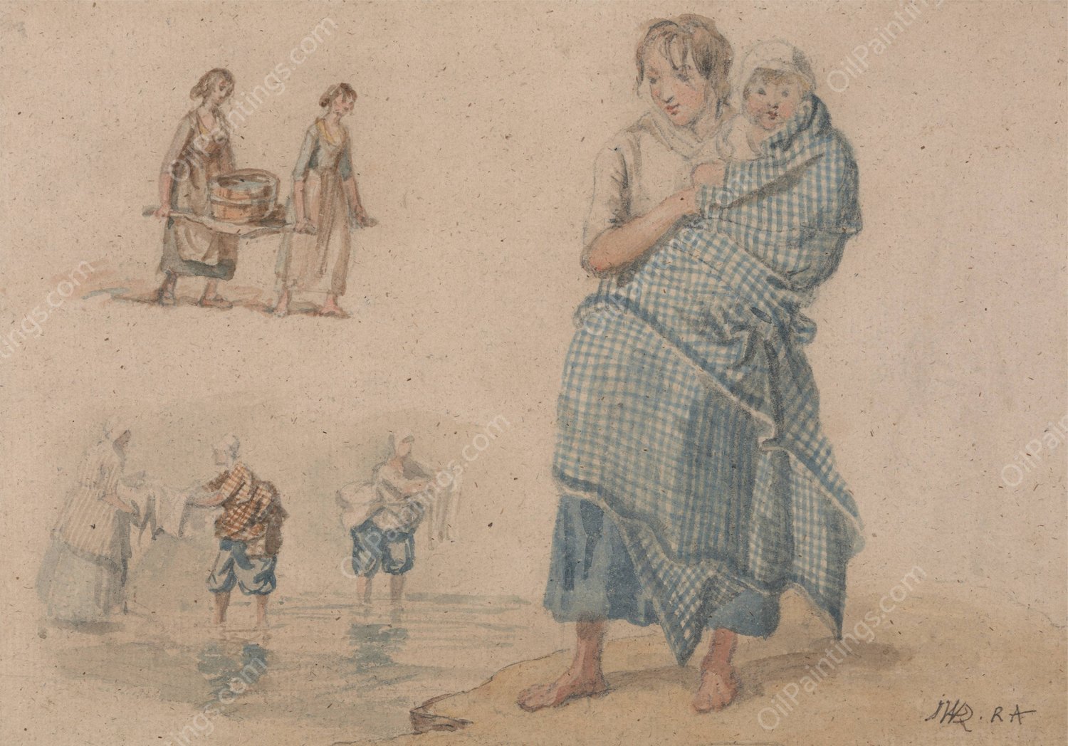 Scottish Peasant Women by James Ward - Hand-Painted Oil Painting Reproduction