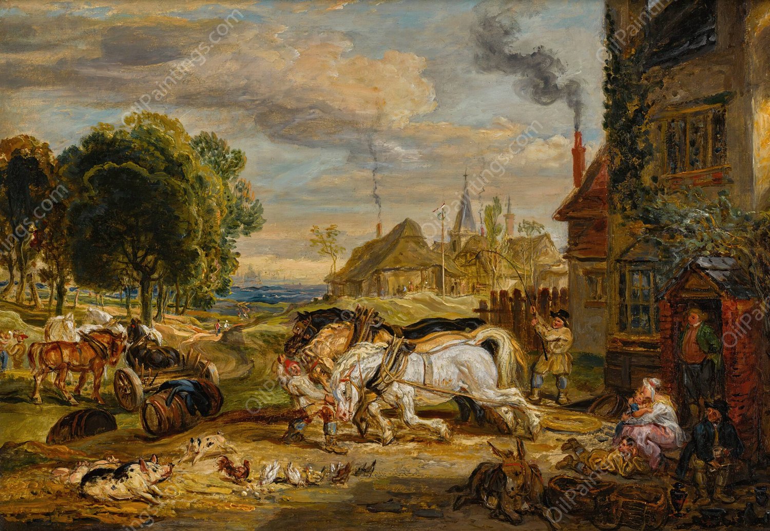 Study For 'Sides All'; The Bunch Of Grapes Tavern, Kensington by James Ward - Hand-Painted Oil Painting Reproduction