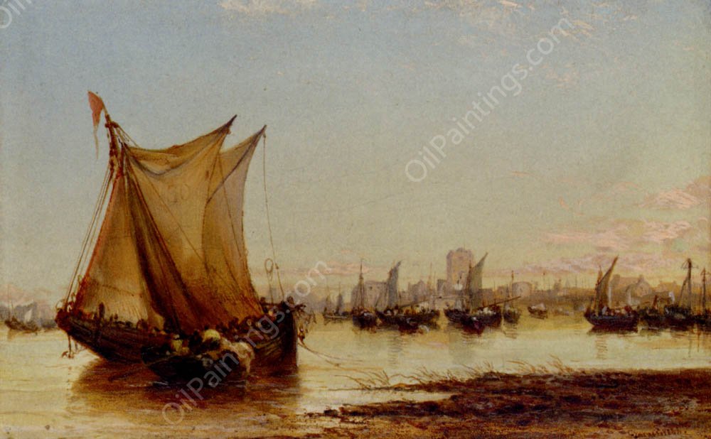 On The Coast Of Holland by James Webb - Hand-Painted Oil Painting Reproduction