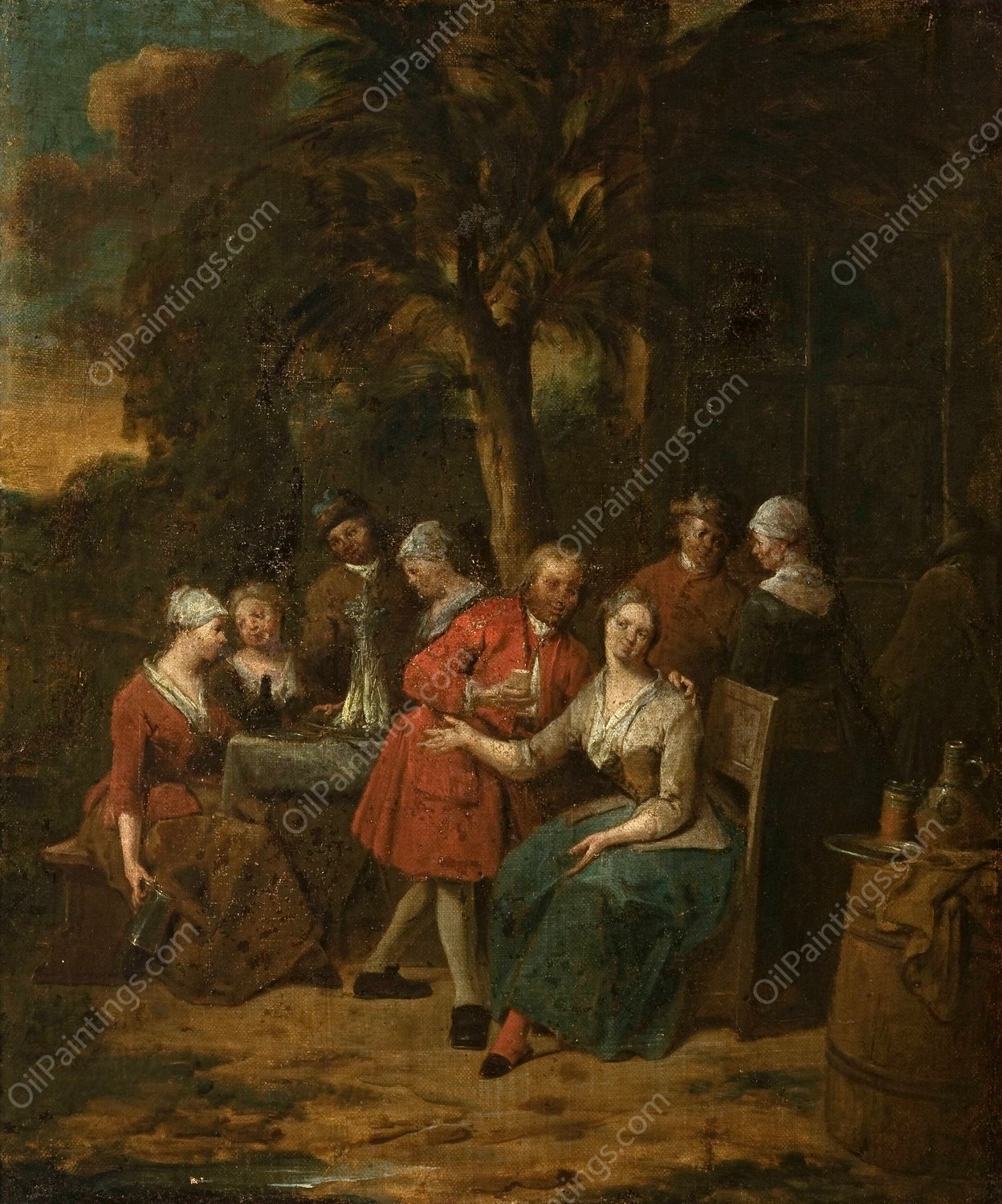Scene in the garden by Jan Baptist Lambrechts - Hand-Painted Oil Painting Reproduction