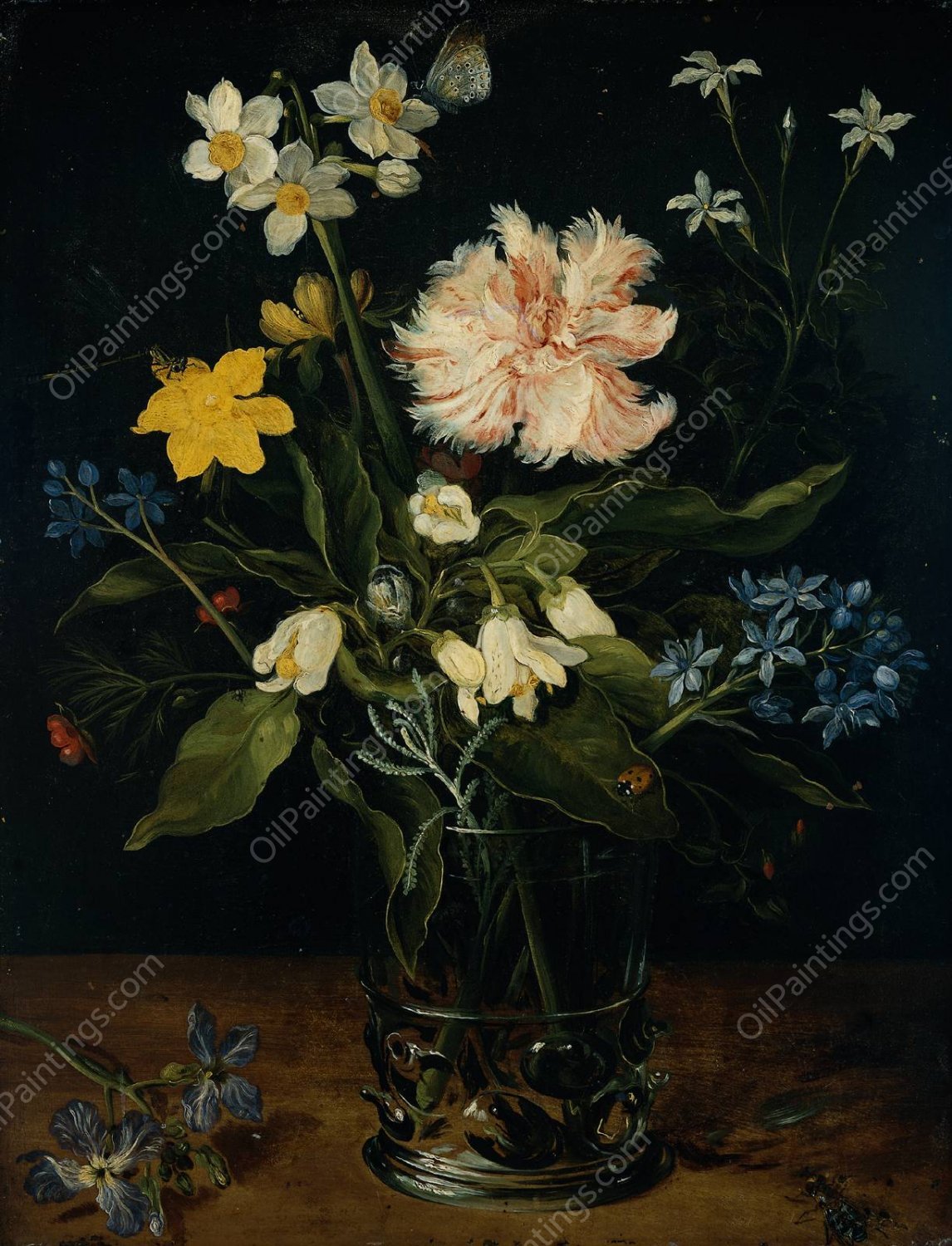 Still Life with Flowers in a Glass by Jan Bruegel The Elder - Hand-Painted Oil Painting Reproduction
