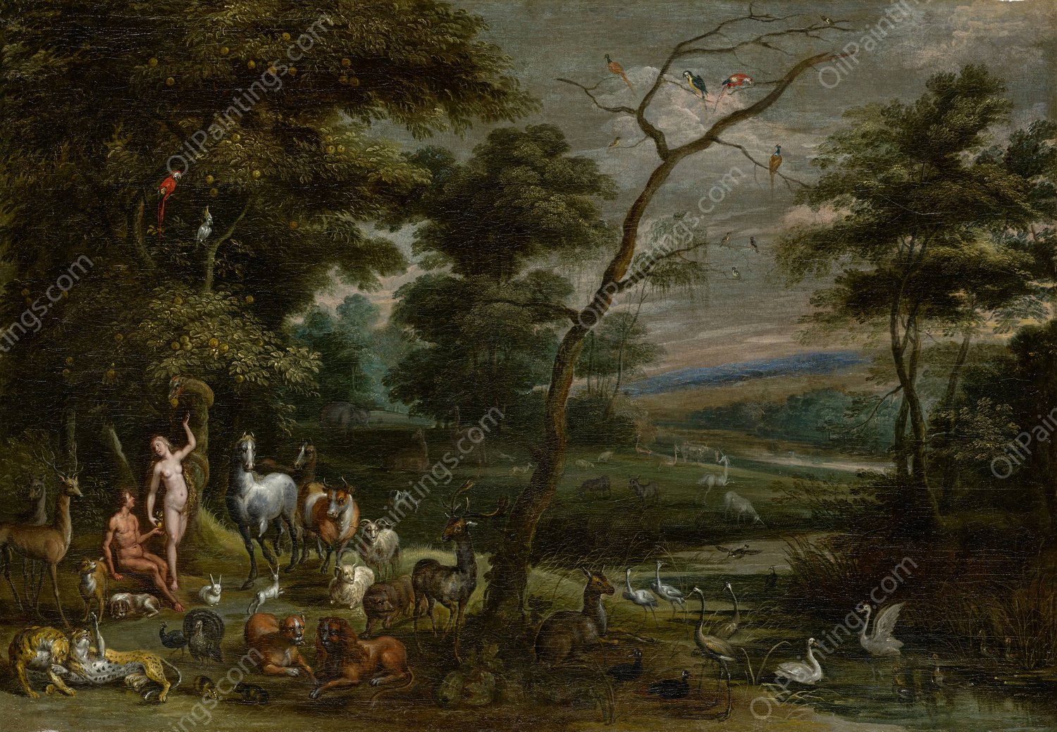 Adam and Eve in Paradise by Jan Brueghel The Elder - Hand-Painted Oil Painting Reproduction