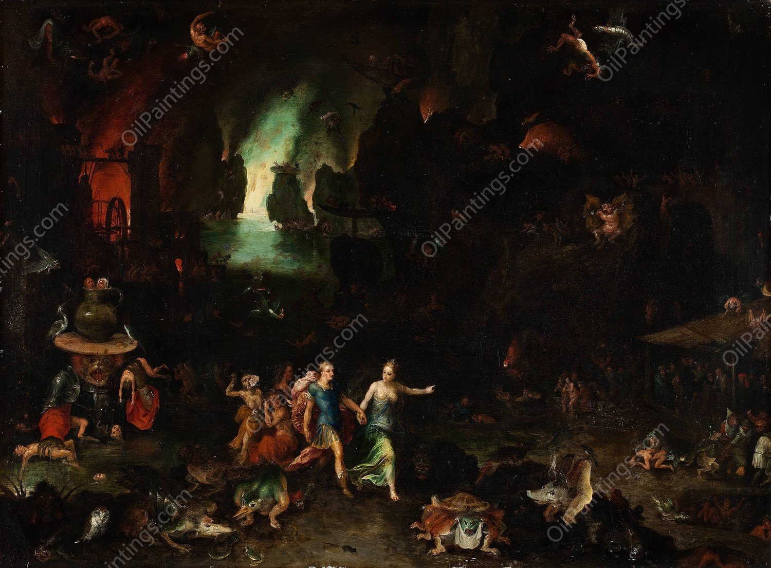 Aeneas And The Cumaean Sibyl In The Underworld by Jan Brueghel The Elder - Hand-Painted Oil Painting Reproduction