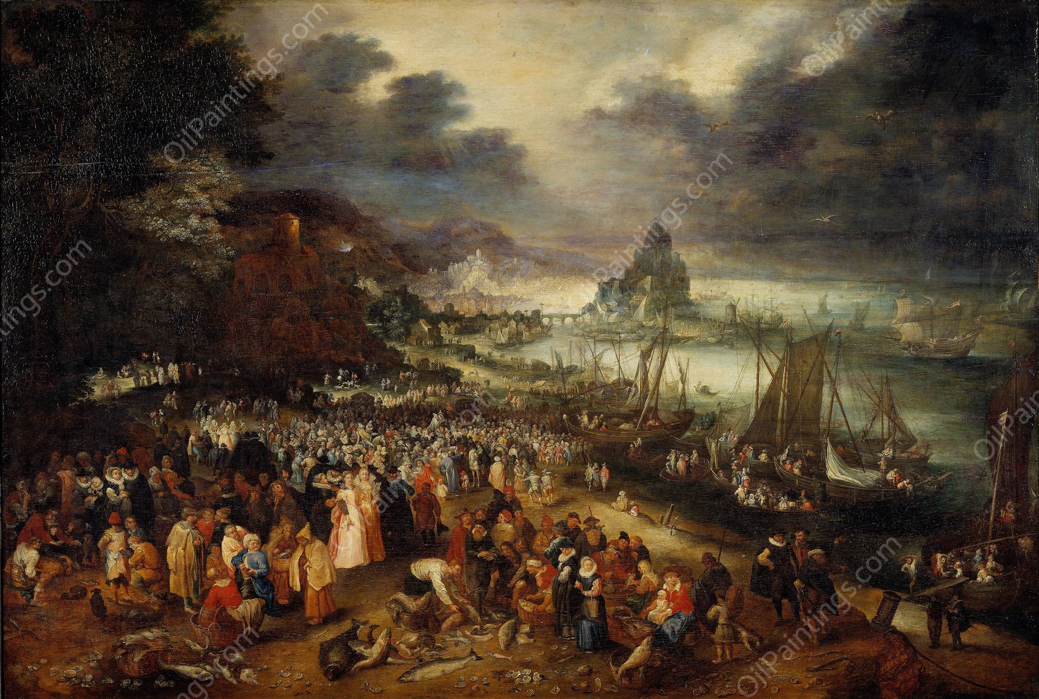 Christ Preaching from the Boat  by Jan Brueghel The Elder - Hand-Painted Oil Painting Reproduction