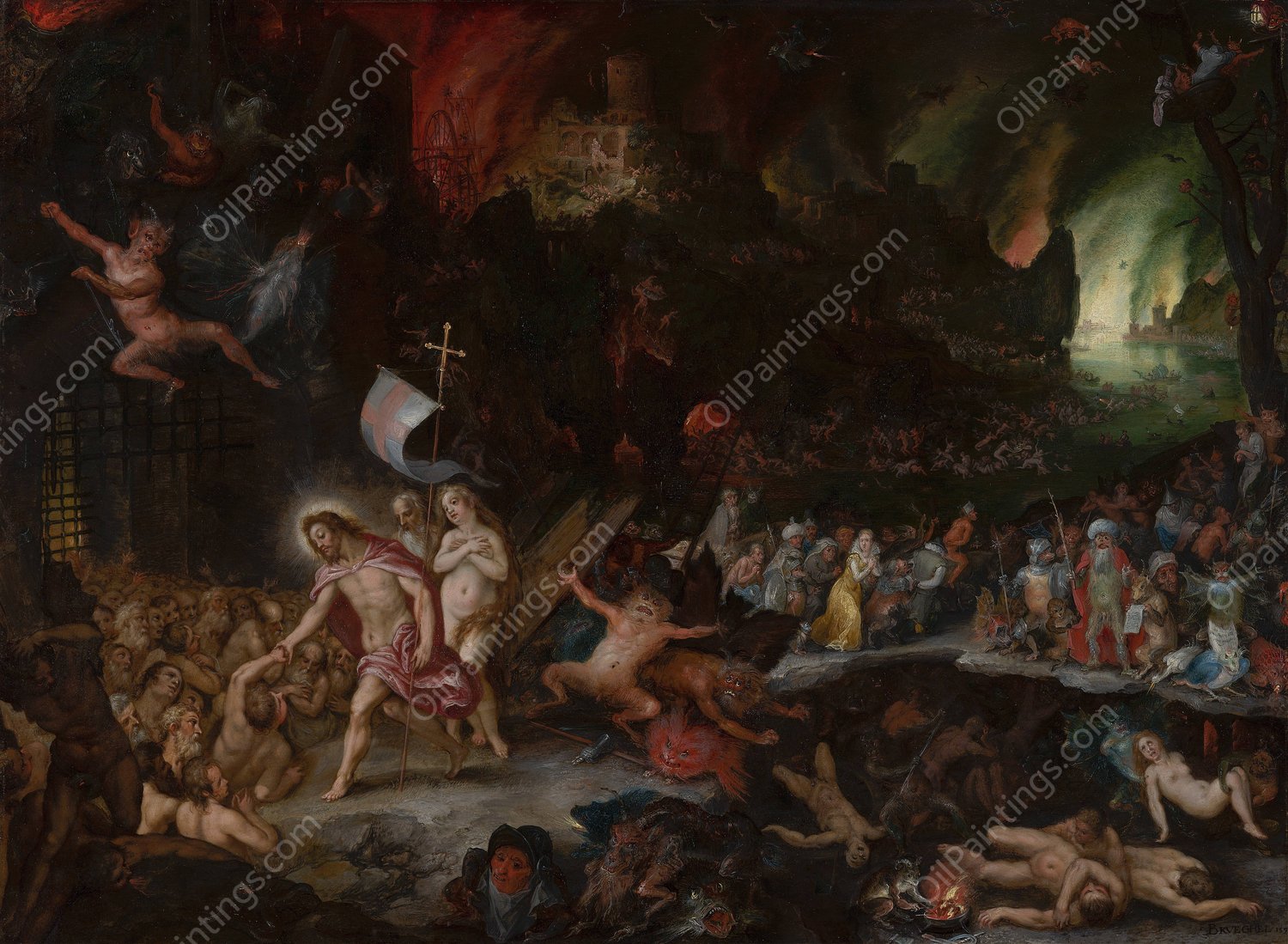 Christ's Descent into Limbo  by Jan Brueghel The Elder - Hand-Painted Oil Painting Reproduction