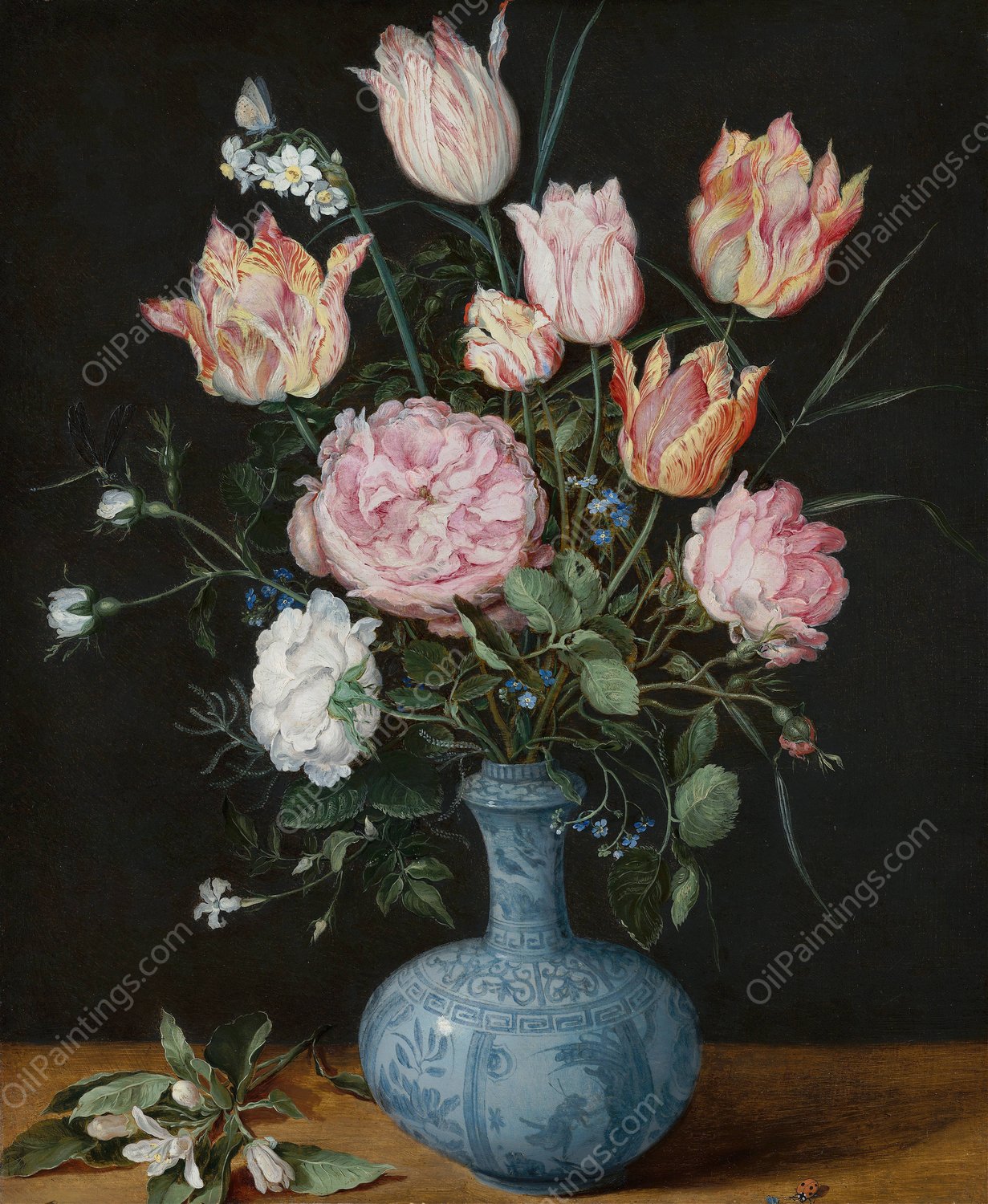 Flowers in a Wan-Li Vase  by Jan Brueghel The Elder - Hand-Painted Oil Painting Reproduction