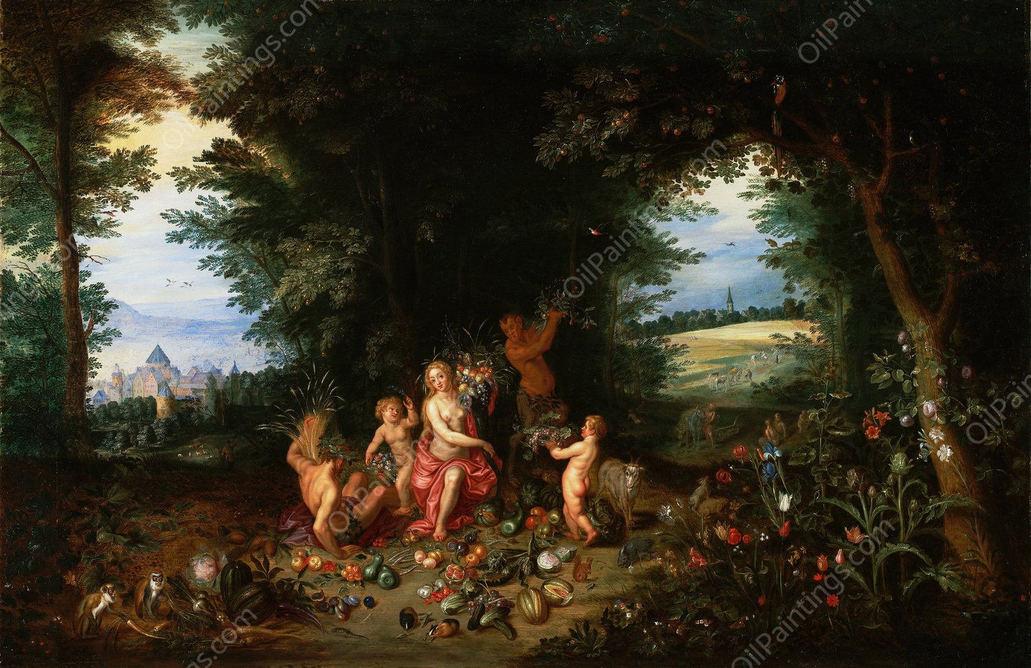 Landscape With Ceres  by Jan Brueghel The Younger - Hand-Painted Oil Painting Reproduction