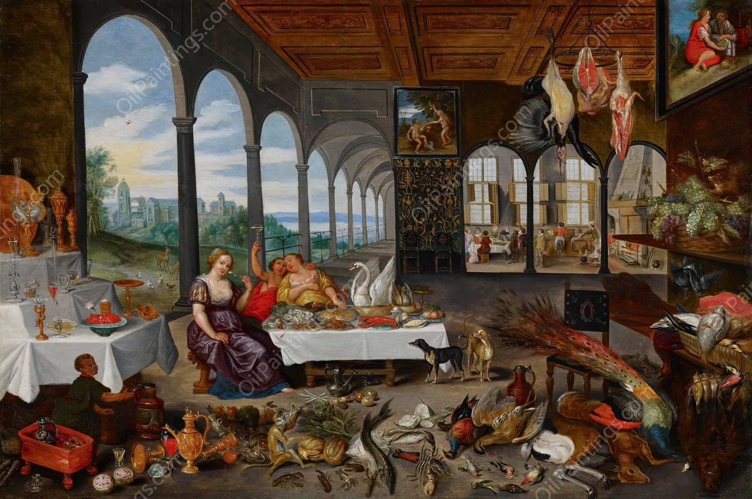 The Sense Of Taste  by Jan Brueghel The Younger - Hand-Painted Oil Painting Reproduction