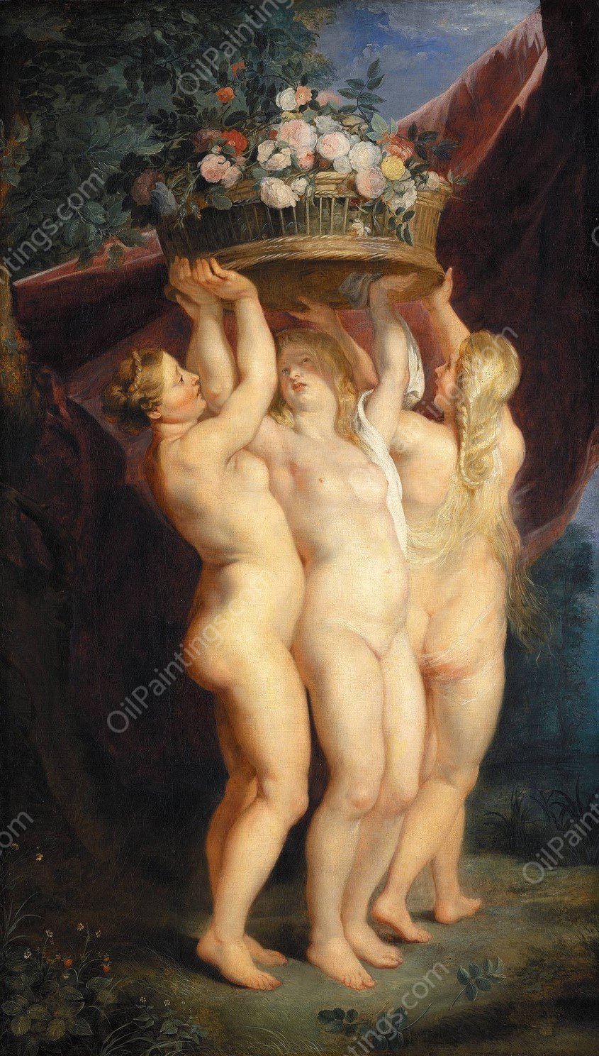 The Three Graces by Jan Brueghel The Younger - Hand-Painted Oil Painting Reproduction