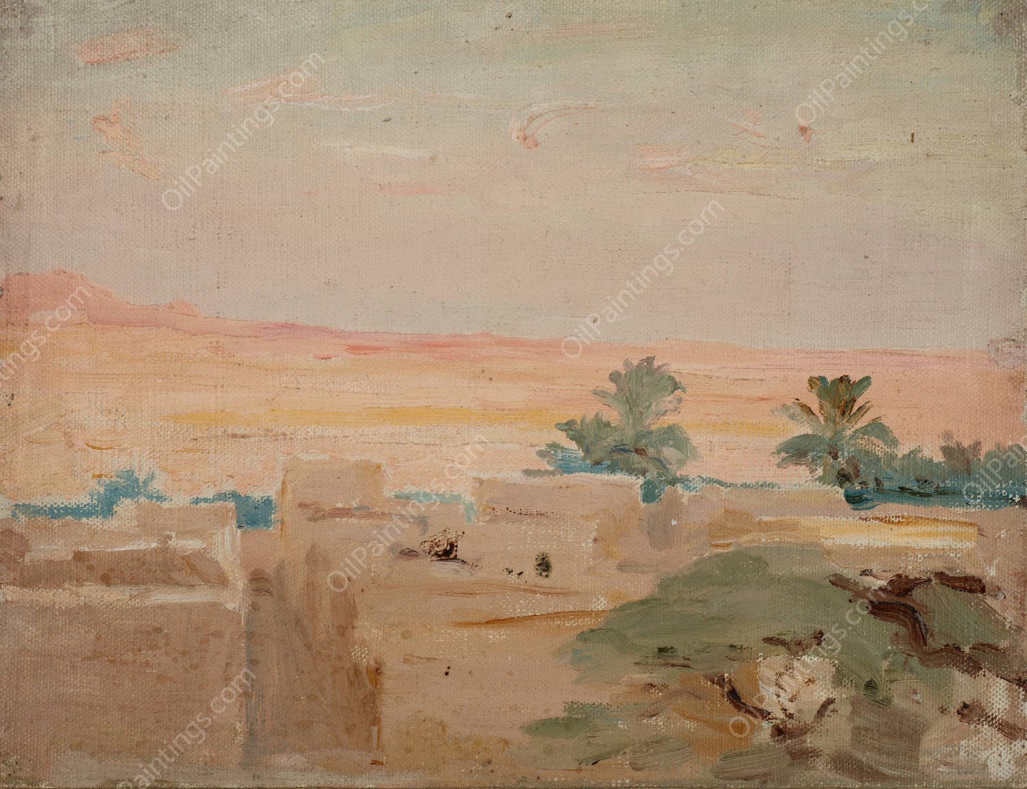 Biskra - Desert  by Jan Ciaglinski - Hand-Painted Oil Painting Reproduction