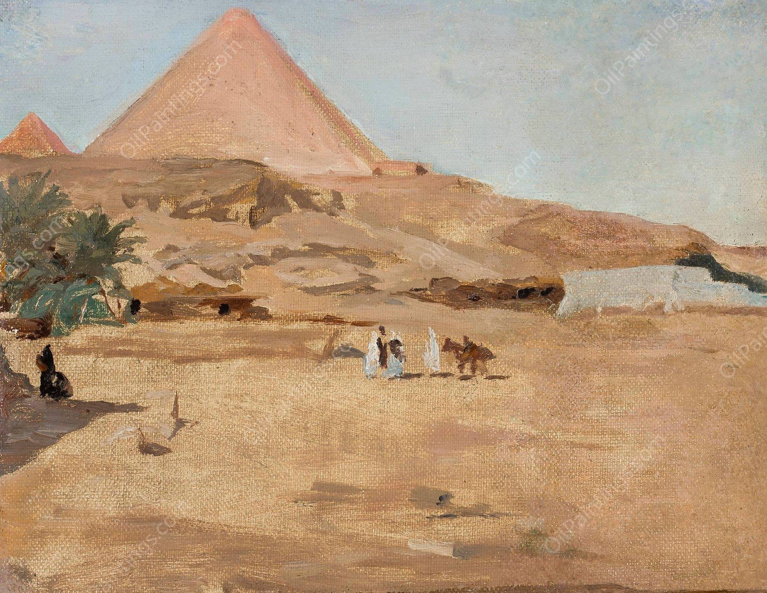 Desert and pyramid motif. From the journey to Egypt  by Jan Ciaglinski - Hand-Painted Oil Painting Reproduction