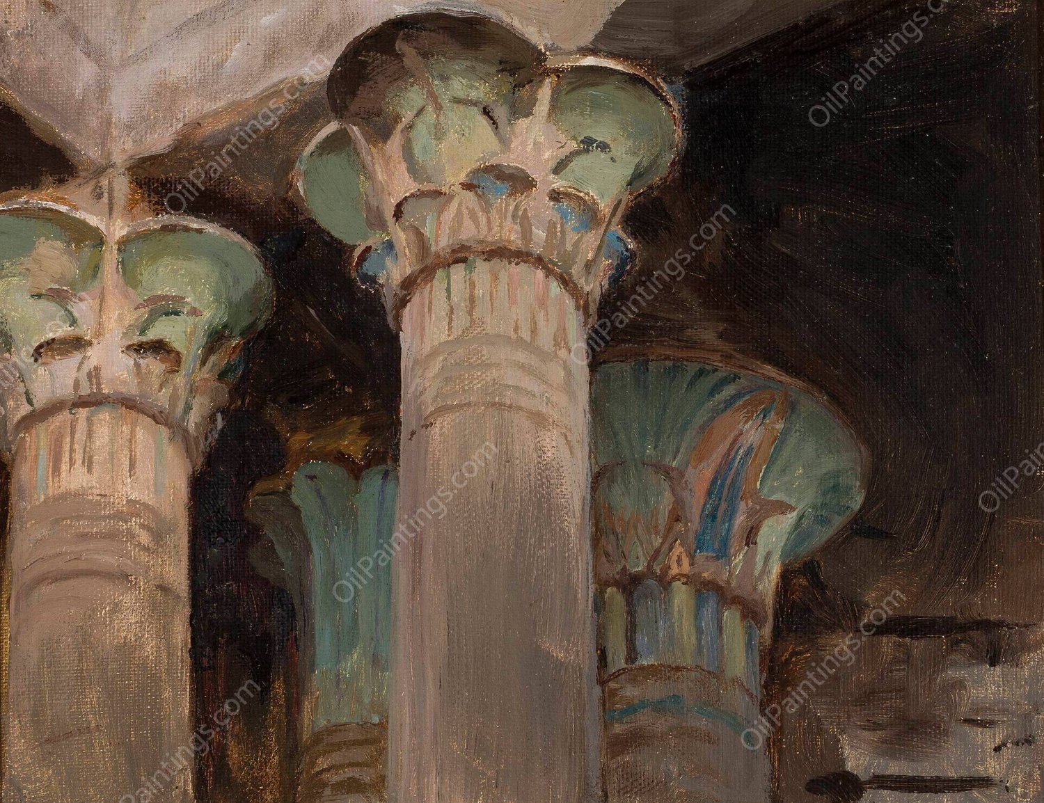 Isis - capitals in the temple of Isis. From the journey to Egypt  by Jan Ciaglinski - Hand-Painted Oil Painting Reproduction