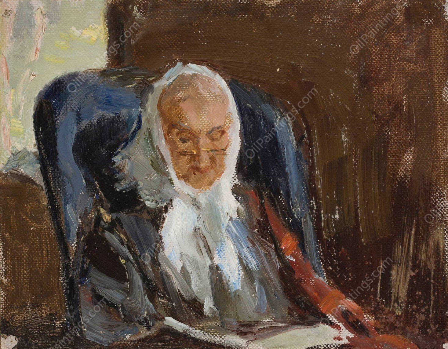 Potrait of Maria Petrovna Rubtsov, grandmother of the painter Rubtsov  by Jan Ciaglinski - Hand-Painted Oil Painting Reproduction